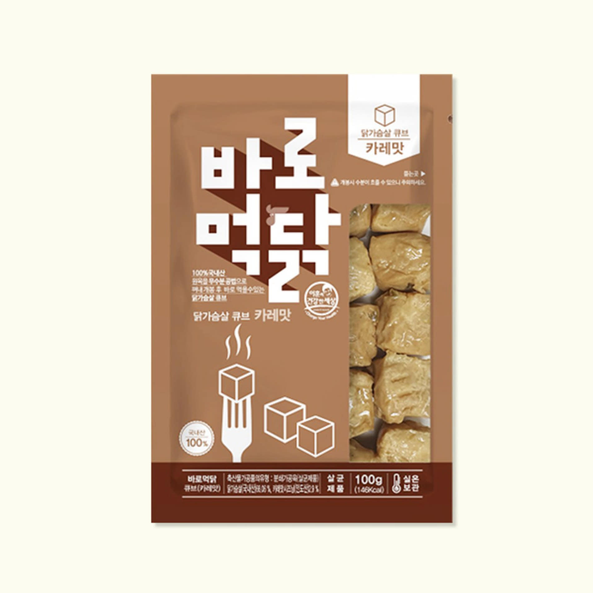실온보관닭가슴살 바로먹닭 큐브_카레맛(10팩/30팩)식감UP